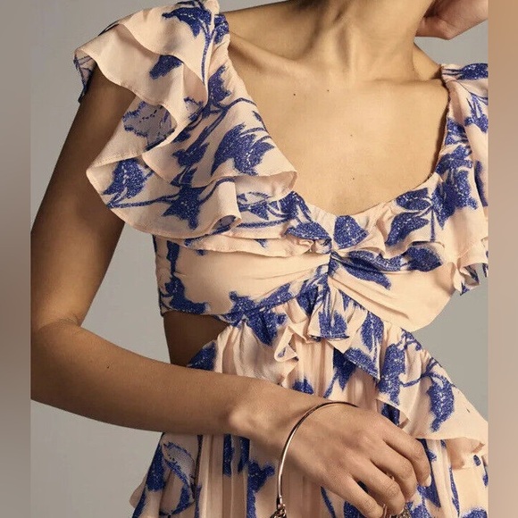 NWT SIZE XL NOT SO SERIOUS BY PALLAVI MOHAN RUFFLED HIGH-LOW DRESS IN PINK COMBO - Picture 2 of 7